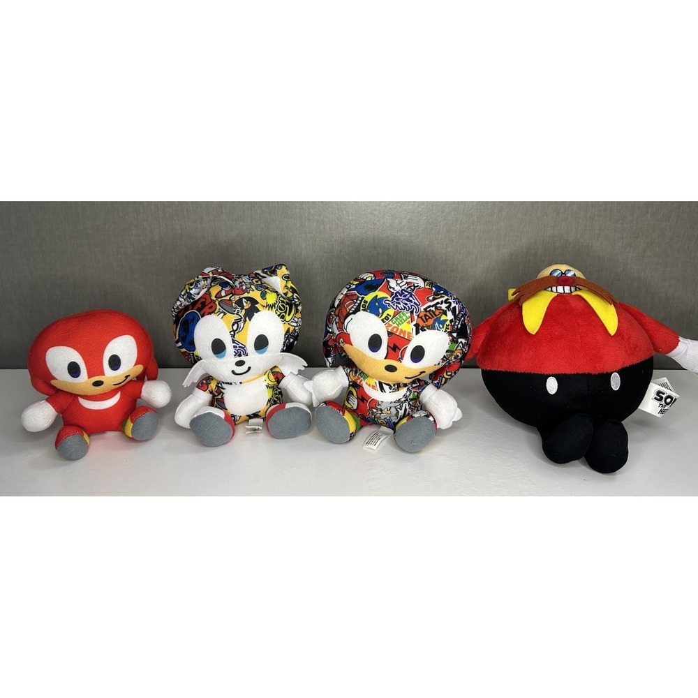 Sonic the‎ Hedgehog Plush Lot Knuckles Tails Sonic Dr Eggman Chaos SEGA Toy Set